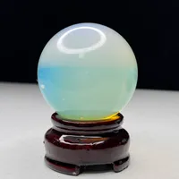 45--50 mm 1 SET BELLE SPHERE OPALITE avec support en bois ensemble Sphère de cristal à boule de cristal à vendre
