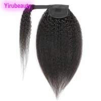 Brasileño peruano 100% de cabello humano bucle rizado de 8-24 pulgadas cola de caballo de color virgen extensiones de cabello de cola recta