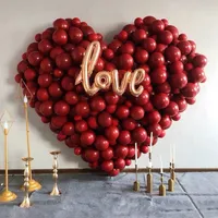 Двойной слой темно-красные шары вишневые красные сердца шары свадебные украшения шар с днем ​​рождения вечеринка гелиевый шар HHE3373