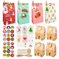 iCraft 24 setleri Noel Advent Takvim Gingerbread Evi Kutusu Kraft Kağıt Torba Tatil Çocuklar Için Hediye Paketleme Tatil Sayısı 220214