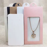 Belle rose / beige / blanc / noir / kraft cadeau / bonbons FAOVR fenêtres cintrière boîte collier boucle d'oreille boîte d'oreille boîte de mariage carte de mariage avec trou de suspension