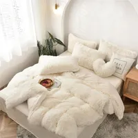 Белая флисовая ткань зима толщиной 22 чистых цветов постельное белье набор норки бархата одеяло покрытие кровать простыня постельное белье наволочки