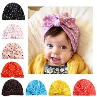 New Dot Fashion Baby Products Baby Rabbit Ears Knotting Pullover Cap Children Hat