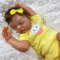 Los recién nacidos rebotan 45 cm, twinb, encantadora niña en vestido amarillo, colección de muñecas RT, tocando Rel suave, regalos de Navidad