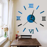 ローマ数字DIY時計ホーム装飾リビングルームミラー3D立体ペースト壁装飾時計マルチカラーNEW 6YYA F2