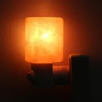 En iyi Exquisite Silindir Doğal Kaya Tuz Himalaya Tuz Lambası Hava Arıtma Ahşap Baz Amber Gece Işıkları ile