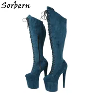 Sorben Fashion Custom Wide Boots Mujeres Stripper Heels 20cm Polo exótico Pole Dance Heel Drag Queen Boot Crossdressing High Heel Shoes