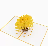 Tarjetas de felicitación 3D Gold Ginkgo Leaf Trees Pop Up Tarjeta para el cumpleaños de la esposa de la mamá Gracias Felicidades Felicidades del día de San Valentín Regalo de los niños Navidad