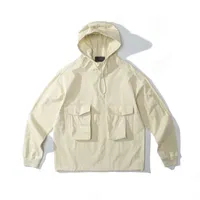 Men&#039;s Outerwear jackets Coats spring and autumn 21ss ghost piece smock anorak nylon tela pure cotton fabric hoodie coat
