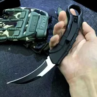 KARAMBIT Auto Tactical Couteau à griffe 440C Dessin Tratissage Blade Alliage Znal Poignée d'extérieur EDC Outil avec gaine en nylon