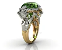 Hot Unisex Classic Natural Emerald Gemstone Pierścień dla kobiet Trendy Party Engagement Jade Ring Cocktail Ring