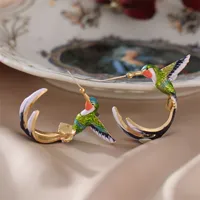 Hummingbird forma orecchio borchie signora carino animale uccello uccello orecchini cadere olio artigianale regali accessori gioielli donne eleganti moda 4CY G2