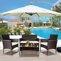 Topmax 4 PC giardino esterno in rattan patio mobili set sedile imbottito divano vimini set US Stock A04 A16