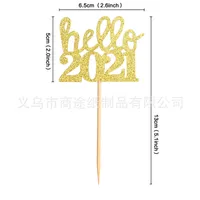 こんにちは2021ケーキ挿入カード新年年次総会のテーマパーティー手作りの装飾用品カウンターシーン高品質0 3st M2