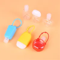 26 cores Hand Sanitizer Bottle Holder Gel Mão Silicone com tampa Silicone Garrafa de viagem 30ML portátil titular de sabão Mão Keychain