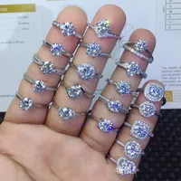925 sterling argento Moissanite certificato diamante anello nuziale per le donne di lusso di lusso D color vvs1 rotondo 1 ct anelli di moda apertura