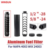 Winsun Filtre à carburant 6 pouces ou 10 pouces 1 / 2-28 ou 5 / 8-24 Piège de solvant de voiture en aluminium pour NAPA 4003 WIX 24003 RS-OFI022 Filtre à carburant de voiture RS-OFI022