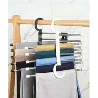 5 in 1 Multi-functional Trouser Storage Rack Adjustable Pants Tie Storage Shelf Closet Organizer Stainless Steel Clothes Hangers a22