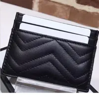 Genuine Leather Luxurys Designers Fashion Men Women&#039;s Card Holders Black Lambskin Mini Wallets Coin Purse Pocket Interior Slot