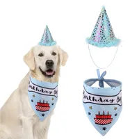 Pet Cat Dog Happy Birthday Headwear Hat Saliva Ręcznik Bib Party Costume Pet Birthday Celebration Garnitur