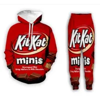 Nouveaux hommes / Womens Kitkat drôle 3D imprimé mode tracksuits de mode Hip Hop Pantaling + Sweats à capuche MH05