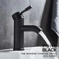 Hownifety Black Bathroom Faucet Hot Cold Water Sink Mixer Tap Stainless Steel Paint Basin Faucets Single Hole Tapware