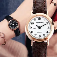 Wristwatches Exquisite Ladies Watches Retro Small Leather Belt Digital Watch Wrist Clock Mini Design Women Wristwatch