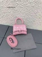 Balencaigas Handtaschen Italien Designer Handtaschen Taschen Mini Sanduhr Krokod Mund Umschlag Rosa Größe 11 cm mit echtem Leder Handtasche SODE
