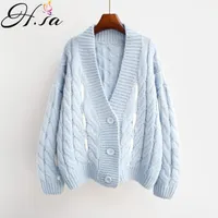 Cardigan Sweater HSA pour femme Bouton Bouton Sweat Knit Pull Poncho Automne Fashion Hollow Out Pull Cardigans Casaco Feminina Lj201112