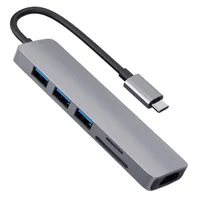 USB C HUB 3.0 6 в 1 адаптер с SD / Micro Card Reader 4K USB-C на HD-MI совместимый для MacBook Pro Air ноутбуков и другого типа C D521X