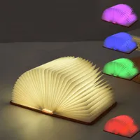 Creative 5 Color Cambiar Libro plegable Luces de noche Dormitorio Lámpara de noche Lámpara de estudio USB Recargable LED LIGHT