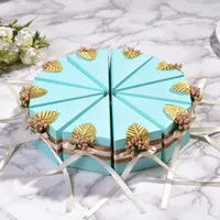 2020Neue blaue Papier Blume dekorative Sandwish-Kuchenform Werbeaktion Geschenkbox Hochzeit Geburtstagsfeier-Einladungen Dekoration1