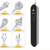 Smart Power Plugs LDNIO USB Strip Socket EU / UK Plug 3 Outlet 3Port-oplader 1.5m Koordwandadapter voor telefoon Home1