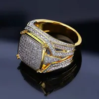 Hip Hop 18k Gold Rings Square Diamond Diamond Ring Champion Rings Motorbike Anelli per gli uomini Monili di moda gioielli e regalo sabbioso