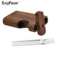 Leafman Natural Wood Dugout Stash Case Box med Clear Glass One Hitter Pipe Bat Portable Wooden Tobacco Dugout Case Accessoires