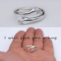 2022 Fashion 925 Sterling Silver Ring القابلة للتعديل سأعطيك عناقًا للنساء خاتم الحب زوجان يهودي