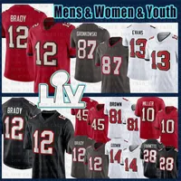 2022 Wysokiej jakości koszulki piłkarskie młode damskie męskie 12 Tom Brady 14 Chris Godwin 87 Rob Gronkowski 45 Devin White 13 Mike Evans
