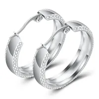 Hoop & Huggie ZPRCVENS Cubic Zirconia Earring Gold Silver Color Stainless Steel Trendy Crystal Round Earrings For Women Wedding Jewelry
