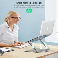 US stock Laptop Stand with USB Ports, Adjustable Rise Notebook Holder Ergonomic Aluminum for MacBook Notebook Computer and More Type-C a08