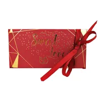 Choklad Presentförpackning Guldpläterad Bröllopsfest Trianglar Candy Box Silk Ribbon Gifts Wrap Fashion Hot Sale 0 33CY M2