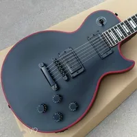 2021 Nouvelle gylp-3023 Couleur noire LP Guitare électrique personnalisée, corps solide avec reliure rouge, manche en ébène de perles d'inlaye, 6 cordes,