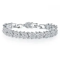 Die meistverkauften Luxus-Schmuck 925 Sterling Silber Marquise Cut Weiß Topaz CZ-Diamant-Edelstein-Glück Beliebte Frauen Hochzeit Armband-Geschenk