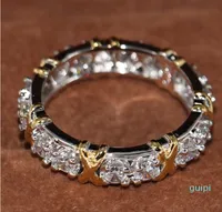All'ingrosso professionale eternity diamonique cz diamante simulato 10kt whiteyellow oro riempito banda di nozze anello croce taglia 5-11
