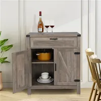 US stock Dining Room Furniture Sideboard Eight-Character Double Door With One Drawer, Inner Compartment 3 Stops Adjustable 75*40*85cm Light a28
