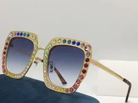 0115 New Special Fashion Sunglasses With UV Protection for Women Vintage square metal Frame With diamonds popular Top Quality Come With Case