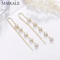 Stud Maikale Moda Pentagramma Star Zirconia Orecchini lunghi per le donne in oro argento colore nappa catena di gioielli coreani regali1