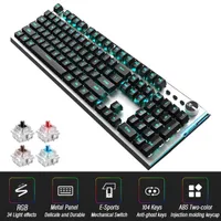 Teclado mecánico cableado Diseño de inglés 104 teclas Retroiluminado Anti-Ghosting Gaming Keyboard Blue / Negro / Tawny / Red Mechanical Switch1