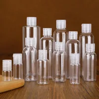 5ml 10 ml 20ml 30ml 50 ml 60ml 80 ml 100 ml 120 ml Plastikflaschen PET Transparent leerer Flasche Reisebehälter mit Flip-Kappe