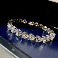 Fine Fairy Platinum Shiny Crystal Love Bracelet Women's Luxury Fashion Brand Jewelry European Hot 2022 NEW