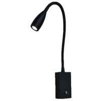 Topoch Black Wall Lights Hard-Wired with Switch on off Lamp Flexible Arm LED 3W Soft Emit No Flare for Bedroom Corridor Study Foyer AC100-240V DC12V 24V Reading Light